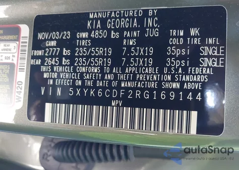 2024 Kia Sportage X-Line z USA, uszkodzony, nr VIN 5XYK6CDF2RG169144